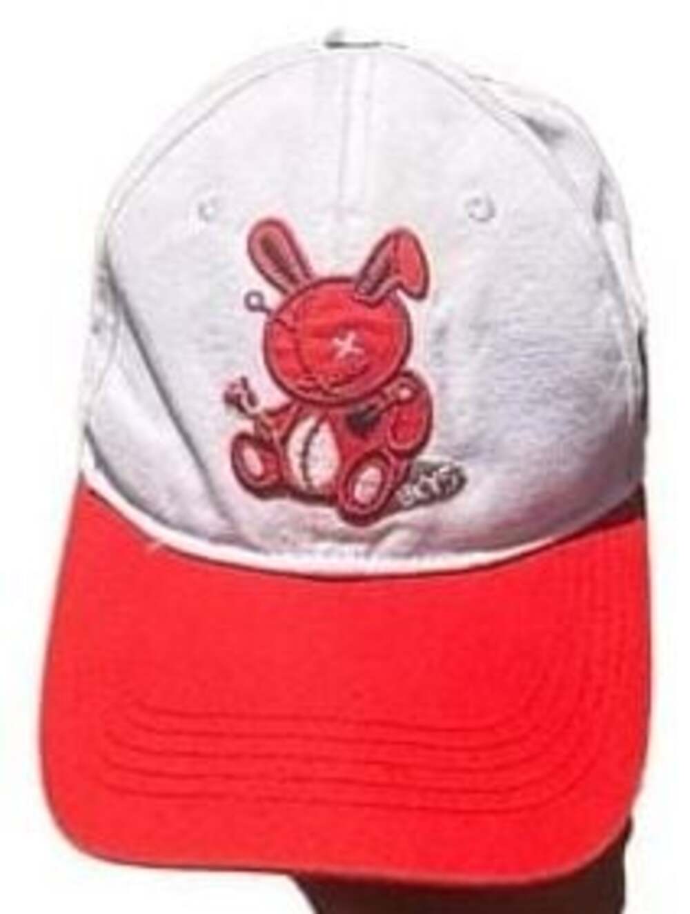 BKYS Lucky Charm Adjustable Strapback Hat White Red Bunny
